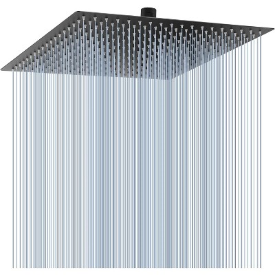 ALEXOUN 16 Inch Oversize Stainless Steel Rain Shower Head - Matte Black High Pressure Shower Head, Square Rainfall Showerhead