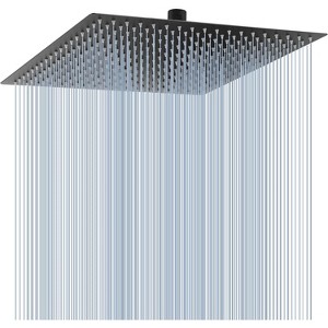 ALEXOUN 16 Inch Oversize Stainless Steel Rain Shower Head - Matte Black High Pressure Shower Head, Square Rainfall Showerhead - 1 of 4