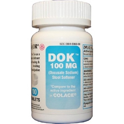 Major - DOK Docusate Sodium Stool Softener 100 Mg, 100 Count