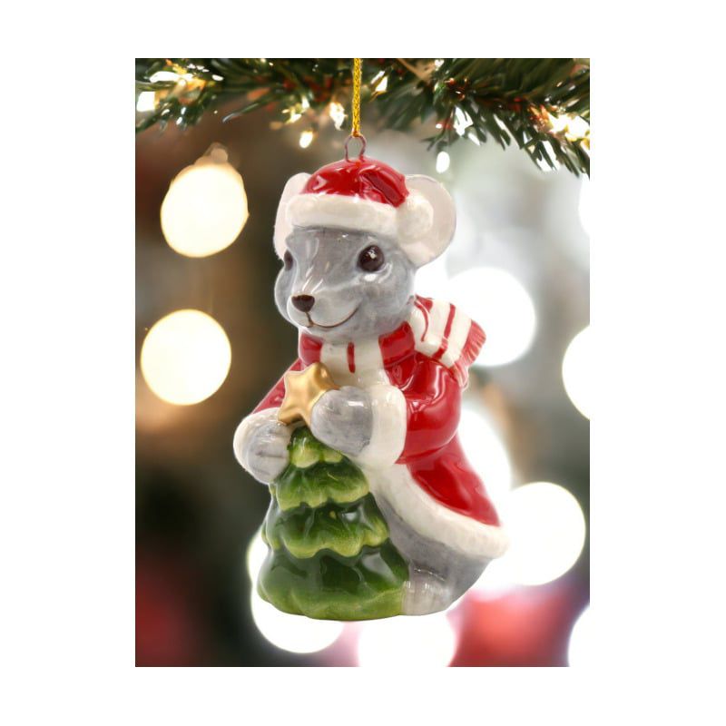 Kevins Gift Shoppe Ceramic Christmas Mouse With Tree Ornament, 2 of 8