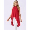 INSPIRE CHIC Women's Casual Tie Back Asymmetrical High Low Sleeveless Mock Neck Flowy Blouse - 2 of 4