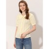Allegra K Women's Peter Pan Collar Swiss Dots Short Sleeves Button Front Shirt - 3 of 4