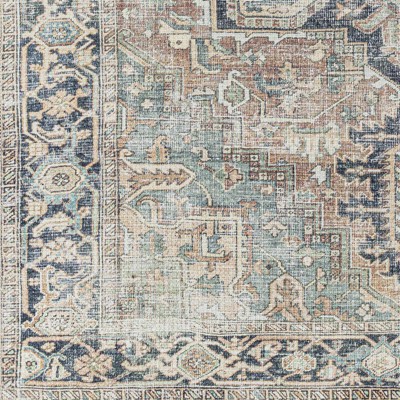 Hauteloom Gray and Navy Washable Polyester Area Rug 8'10" x 12'