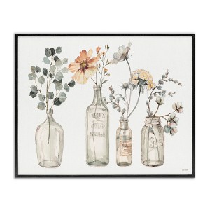 Stupell Industries Antique Floral Bouquets in Jars Framed Giclee Art, Black, 14" x 11" - 1 of 4