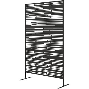 Aghana Digitals 78" H x 48" W Brown Steel Outdoor Privacy Screen with Trellis Function, - 1 of 4