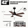 Ludomide 42 Inch Modern Smart Ceiling Fans with Lights and Remote, Farmhouse Waterproof Dimmable Ceiling Fan, Black and Brown - 3 of 4