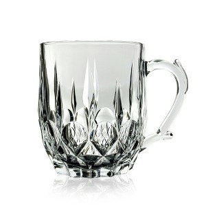 Slickblue Crystal Clear Flower Patterned Glass Mugs – 13 oz, Set of 4 or 12, Cristalline, Hot & Cold Beverages - 1 of 4