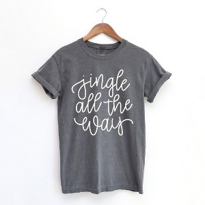 Simply Sage Market Women's Jingle All The Way Cursive Puff Print Short Sleeve Garment Dyed Tee - 1 of 4