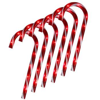 Northlight Set of 6 Pre-Lit Red and White Blinking Candy Cane Outdoor Christmas Pathway Markers 12"