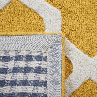 Ivory and Gold 6' x 6' Square Hand-Tufted Wool Area Rug