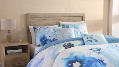 Watercolor Blue Cotton Reversible Full Comforter Set