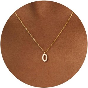 Initial Necklace for Women, 14K Gold Plated Dainty Personalized Letter Pendant - 1 of 4