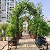 Dolonm Metal Garden Arch with Gate Climbing Plants Support Rose Arch Outdoor Black - 3 of 4