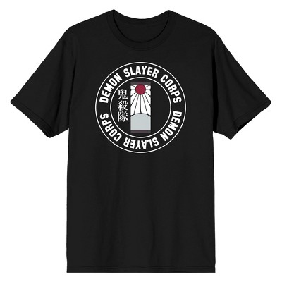 Demon Slayer Corps Logo Crew Neck Short Sleeve Men's Black Heavyweight Beefy T shirt