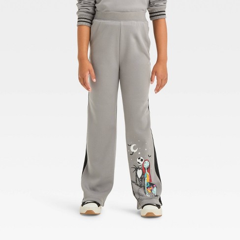 Girls' The Nightmare Before Christmas Jack & Sally Dreamy Fleece Pants - Gray - image 1 of 4