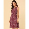 Allegra K Women's Floral Split Neck Drawstring Waist Sleeveless A-Line Summer Midi Dress - 2 of 4