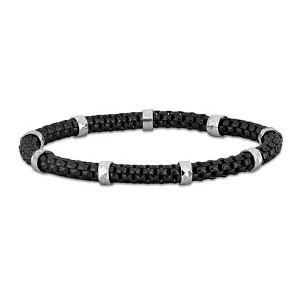 EVERLY JEWELRY | Silver Station Stretch Bracelet Black Rhodium Plating - Multiple Metal Color Options - 1 of 4