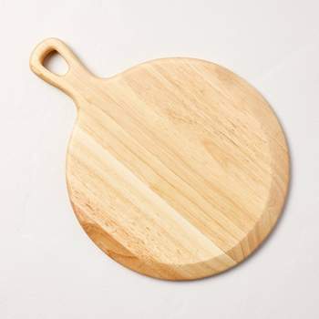 Choice 12 Round Wooden Serving Board with 4 1/2 Handle