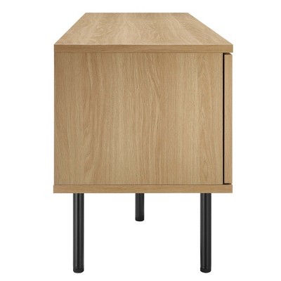 Cambria Natural Oak and Rattan 59" TV Stand with Cabinet