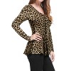INSPIRE CHIC Women's Long Sleeves Padded Shoulder Scoop Neck Printed Peplum Shirt - 4 of 4