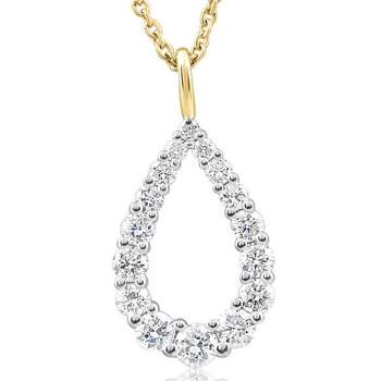 Pompeii3 1/2Ct Pear Shape Lab Created Diamond Pendant 10k White or Yellow Gold Necklace