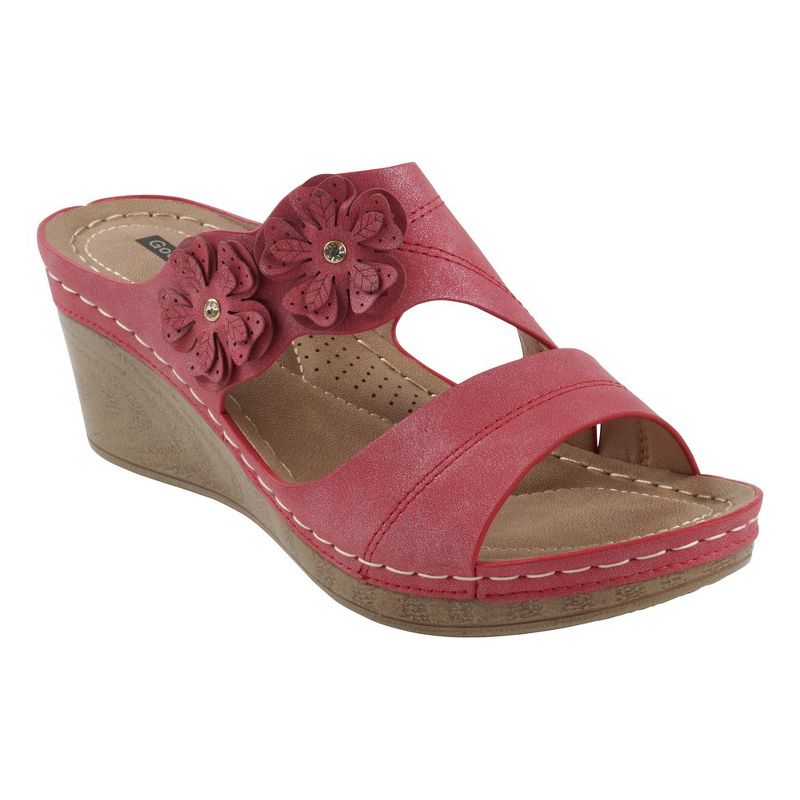 GC Shoes Rita Flower Comfort Slide Wedge Sandals, 1 of 6