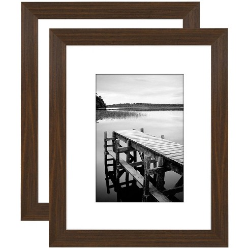 Hersh 8x10 Picture Frame Set Of 6, Display Pictures 5x7 With Mat Or Horizontal Vertical Mounting