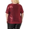 Agnes Orinda Women's Plus Size Metallic Round Neck Short Sleeve Summer Carnival Party Blouses - 4 of 4
