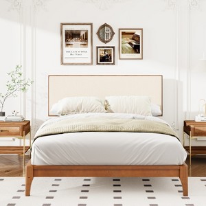 GDFStudio Jones Solid Bamboo Wood Platform Bed with Adjustable Bamboo Frame Headboard - 1 of 4