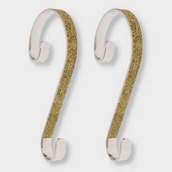 2ct Stocking Holder Gold Glitter - Stocking Scrolls