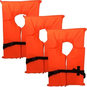 Hardcore 3 Pack Coast Guard approved life jackets for adults. High visibility color Type II keyhole life vest. Compliance flotation device - 1 of 4