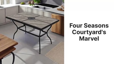 Brookfield Black Aluminum Frame Outdoor Dining Table with Porcelain Top