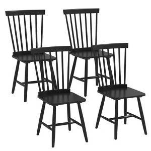 Costway Dining Chair Set of 2/4 Kitchen Side Chairs with Spacious Seat Rubber Wood Frame for Dining Room Black - 1 of 4