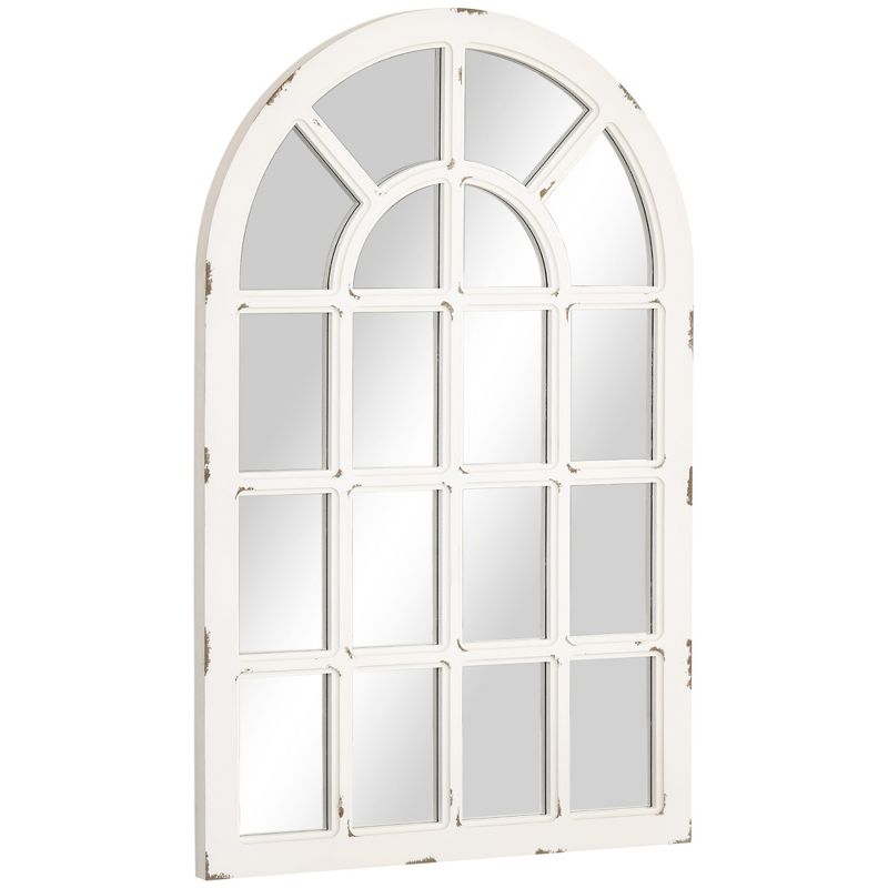 HOMCOM 43" x 27.5" Large Wall Mirror, Arch Window Mirror for Wall in Living Room, Bedroom, Rustic White, 4 of 7