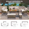 6-Piece Outdoor Patio Rope L-Shaped Sectional Sofa Set with Acacia Wood Table and Ice Box - 2 of 4