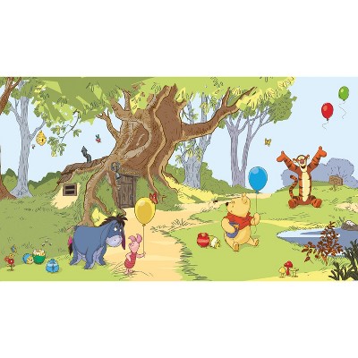 6'x10.5' Pooh and Friends Chair Rail Prepasted Mural Ultra Strippable - RoomMates