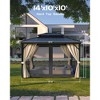 Khaki 10'x14' Hardtop Gazebo ¨C Galvanized Steel Double Roof with Netting & Curtains for Backyard/Patio (1-Pack) - 2 of 4