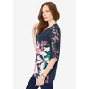 Roaman's Women's Plus Size Ultra Drape V Neck Lace Print Tee - 3 of 4