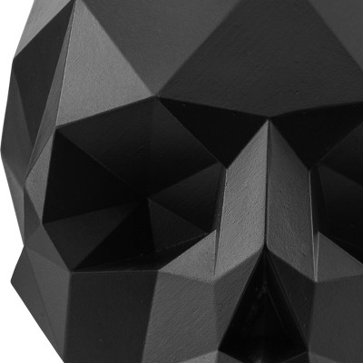 6" Black Origami Style Resin Skull Figurine