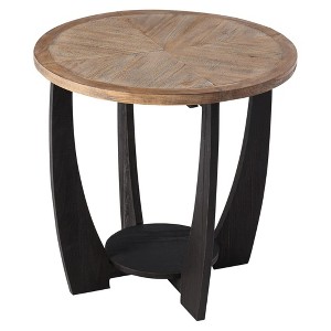 COZAYH Rustic Farmhouse Round End Table with Storage shelf, Accent Side Table for Family or Living Room and Small Spaces in Homes, Living Room, Black - 1 of 4
