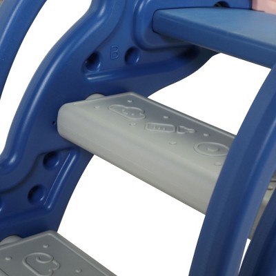 Infurnic Baby Activity Gyms, Dolphin-Themed Dual-Function Slide with Basketball Hoop, Fun and Safe for Kids, Blue, 44.49"*14.17"*19.69"