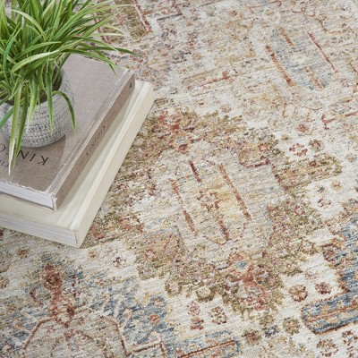 Vintage-Inspired Beige Synthetic 4' x 6' Persian Rug