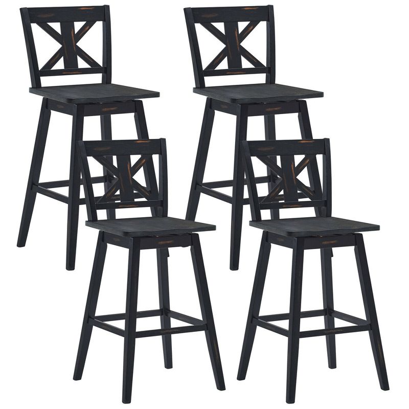 Costway 4PCS Swivel Bar Stools 29'' Counter Height Chairs w/ Footrest, 1 of 7