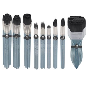 Creative Mark Mimik Professional Watercolor Brushes - Bulk Pack of 108 Assorted Shapes &Sizes - Synthetic Squirrel and Sable Hair - Natural Bristle - 1 of 4