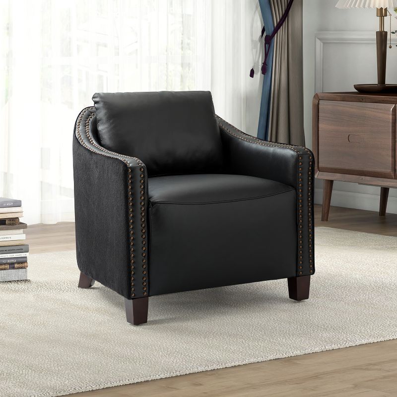Angeles 29.92" Wide Genuine Leather Barrel Chair for Living Room and Bedroom | ARTFUL LIVING DESIGN, 2 of 11
