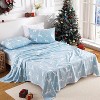Christmas Sheets Set, Blue, 4-Piece Soft Brushed Microfiber, 16" Deep Pocket Fitted Sheet, Flat Sheet & 2 Pillowcases, Winter Holiday Bedding - 3 of 4