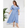 Clearlove Women's Spring and Summer Plus Size Floral V Neck Short Sleeve A Line Long Dress - 4 of 4