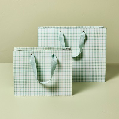 2pk Small/Large Assorted Seasonal Pattern Gift Bags - Hearth & Hand™ with Magnolia
