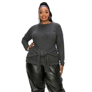 L I V D Women's Hacci Waist Tie Sweater - 1 of 3
