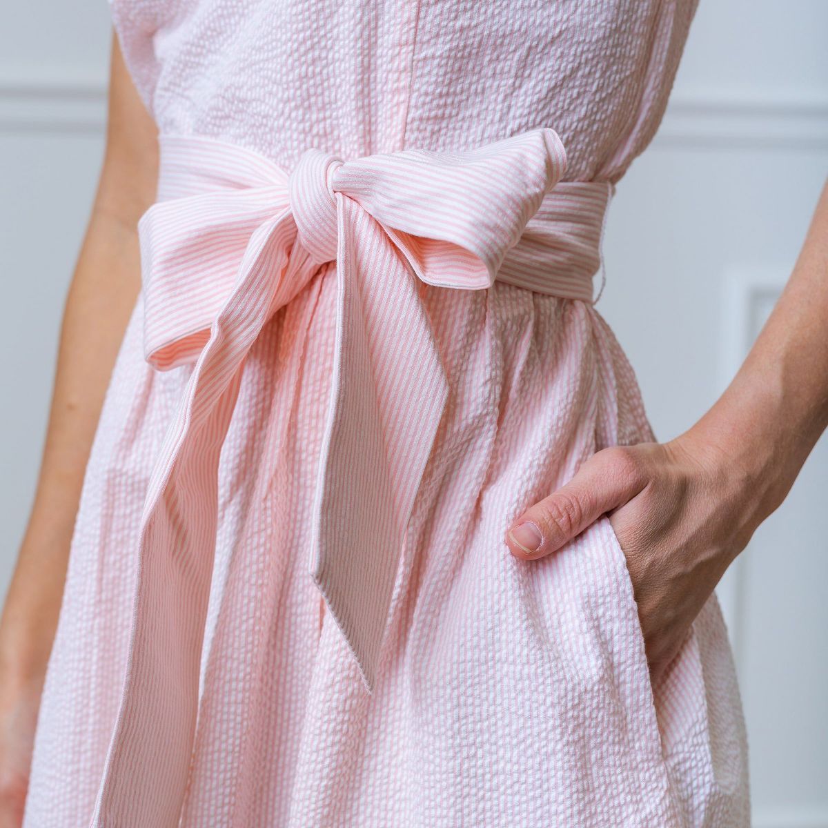 Hope & Henry Womens' A-Line Dress with Sash - thumbnail 8